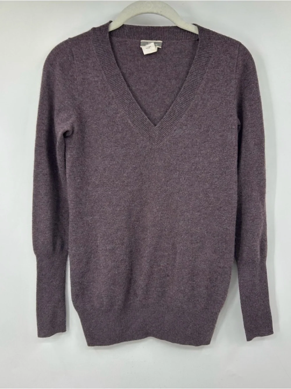 J Crew V Neck Cashmere Dark Plum Sweater Size XS